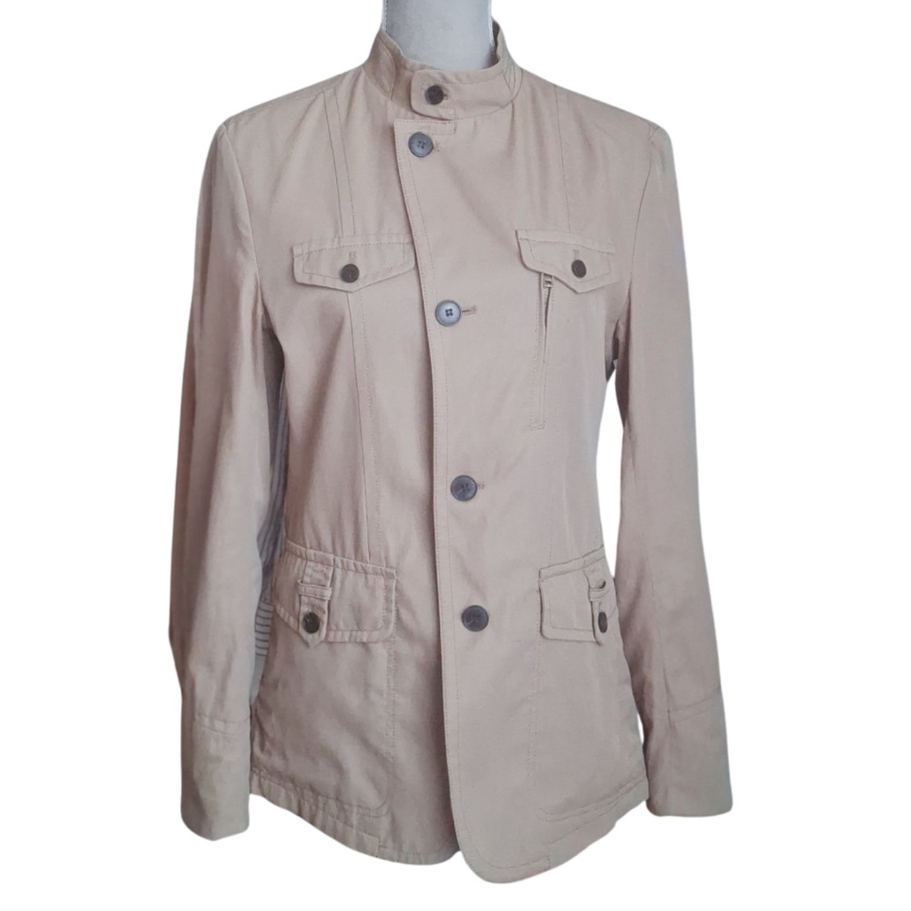 Fall Coat Cargo Moto Jacket Utility Minimalist City Style Ziozia Sz M Taupe